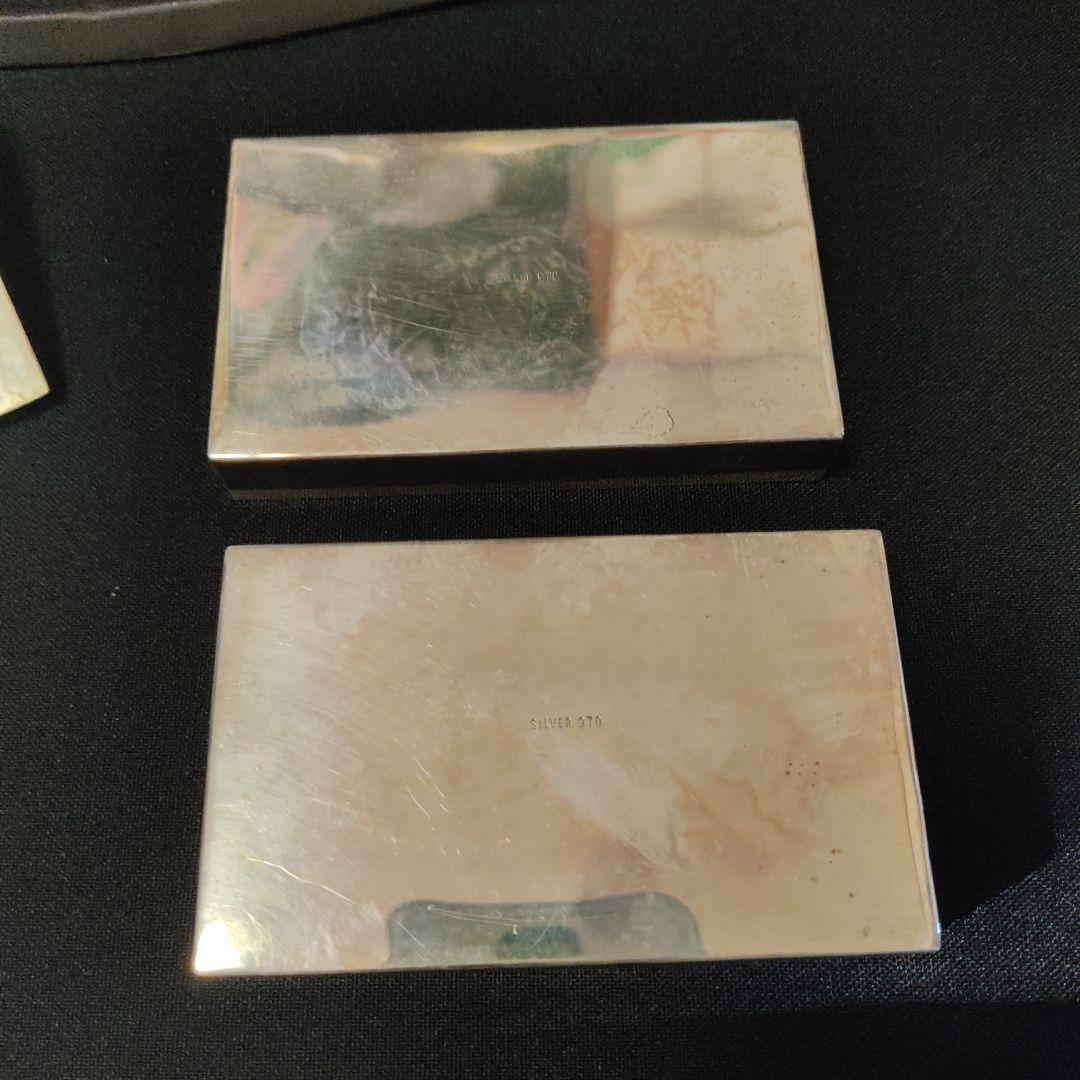 シルバー製。銀製。SILVER970。 ケース箱。家紋。丸に剣に片喰。約450g