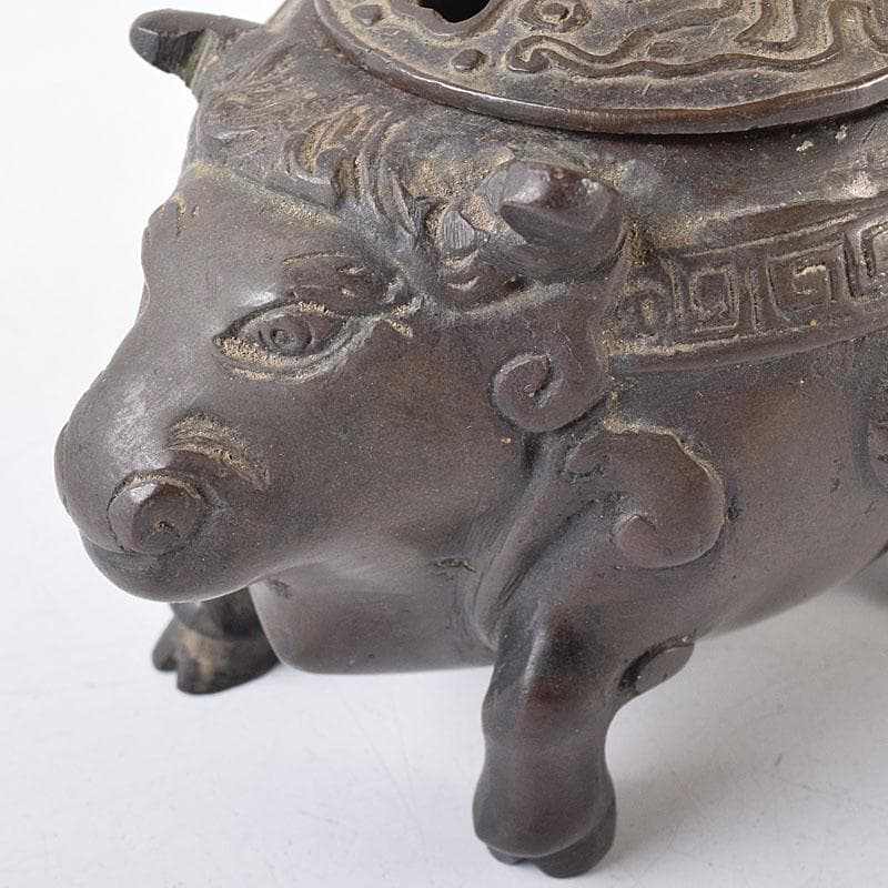 中国　古銅　唐銅　神獣五重塔　香炉　M　R8731