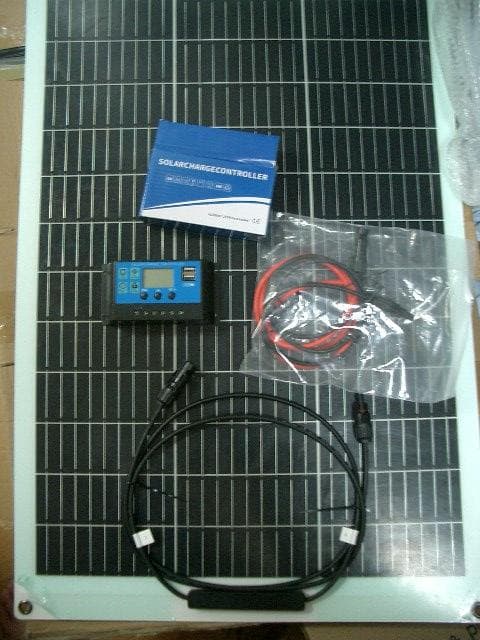 0916 曲がる! 100W2枚で200W ソーラーパネルキット コントローラー