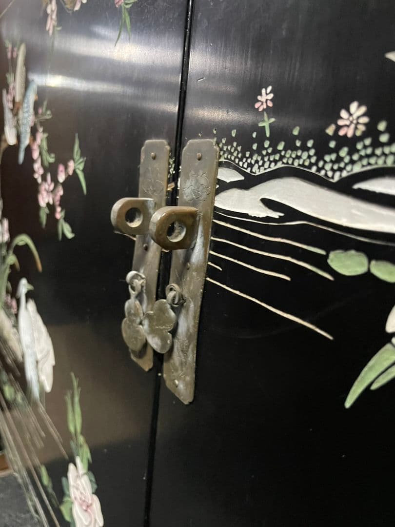 中国家具 キャビネット 中国古玩 アンティーク家具 花鳥図