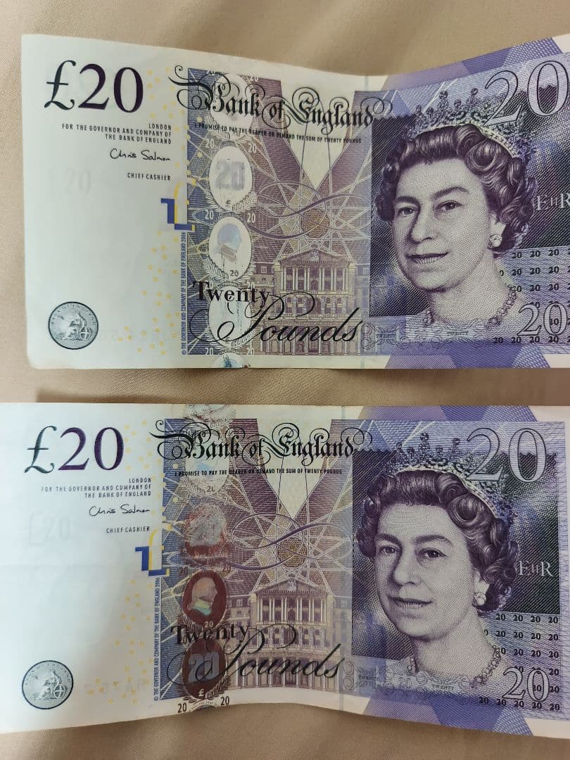 【旧紙幣】イギリス 20ポンド札 4枚セット エリザベス女王 コレクション用