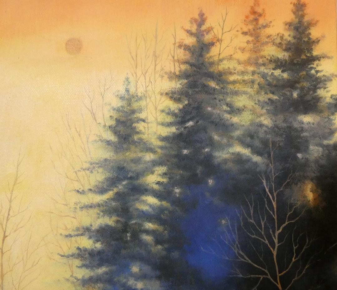 絵画 肉筆手描き 油彩　千住博「風景」 サイン　F8サイズ　額装済み