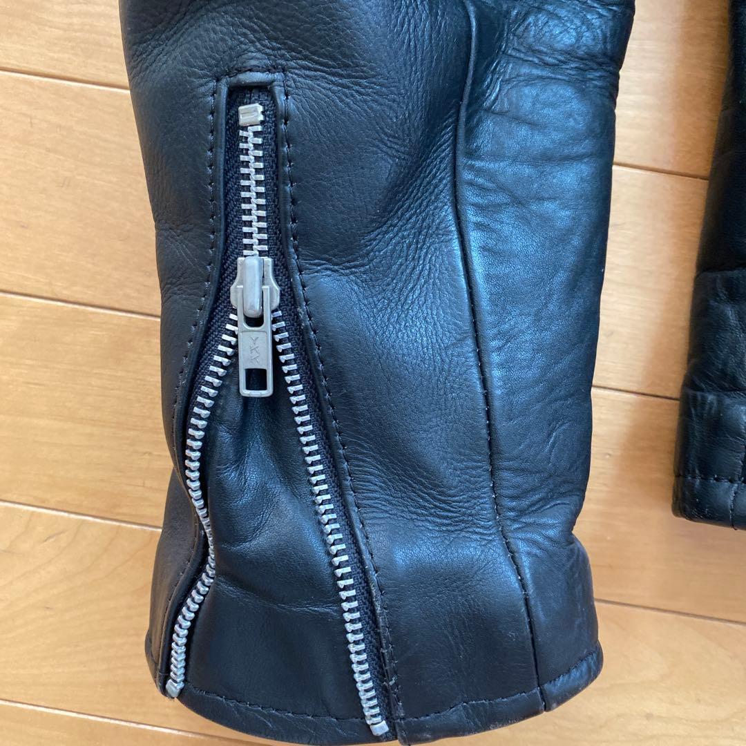 ブラックレザーシングルライダースジャケット　L