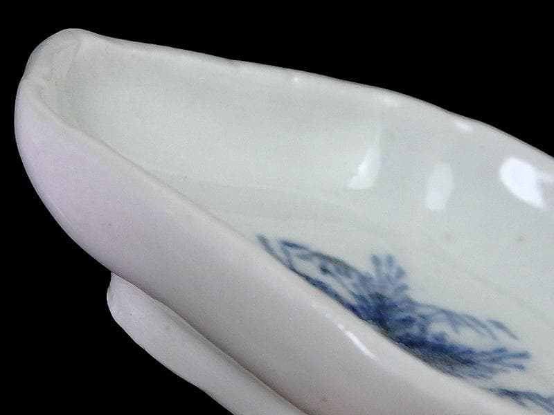 古伊万里　染付　若松に笹の図　菱形変形皿　豆皿　江戸期　E496AS-CUi