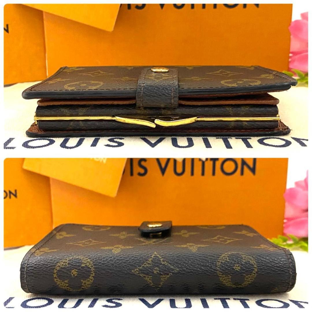 ルイ ヴィトン◎ヴィエノワ モノグラム がま口 二つ折り財布 茶色 ブラウン