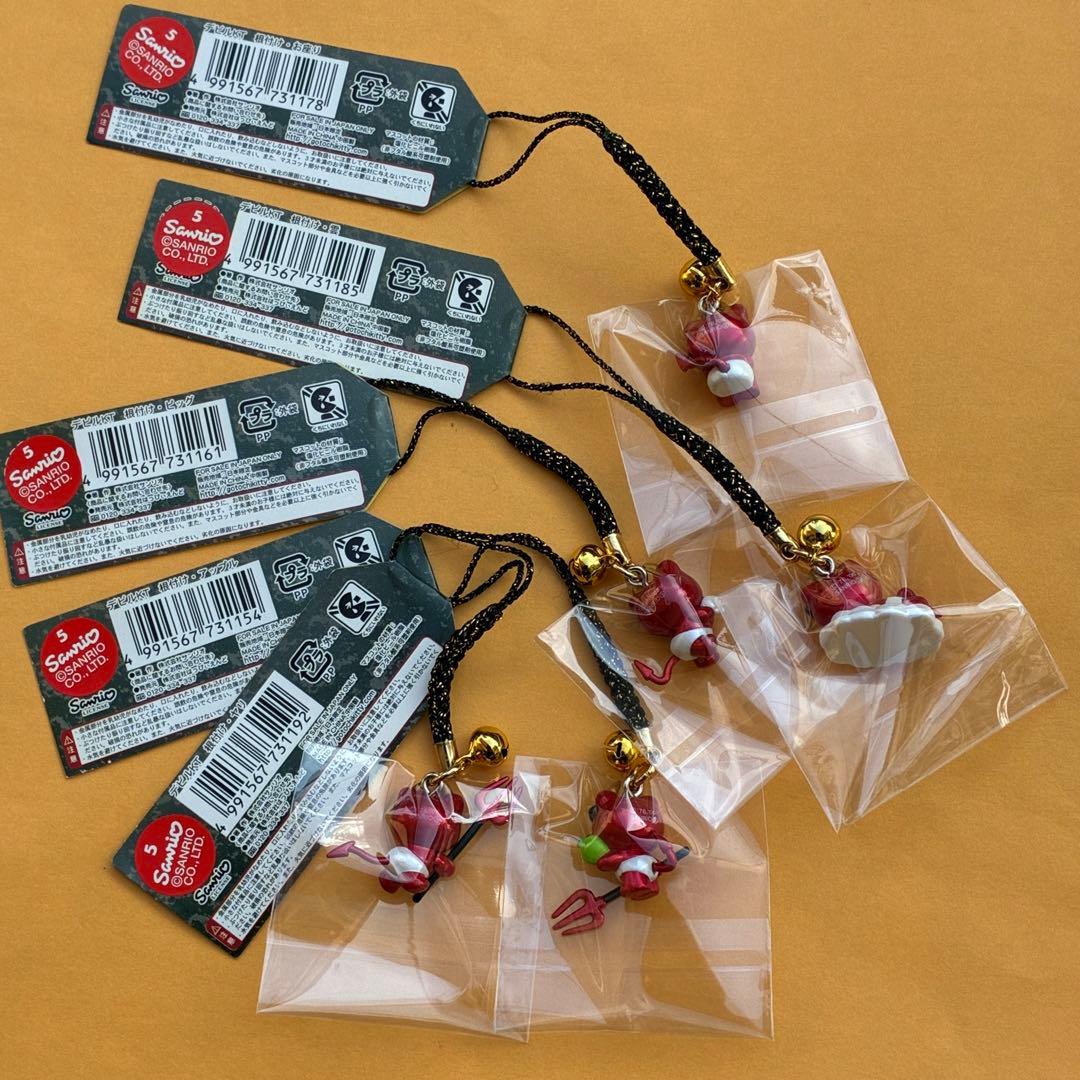 ★超激レア★ハローキティ デビルキティ 赤 5個セット ストラップ 根付 小悪魔