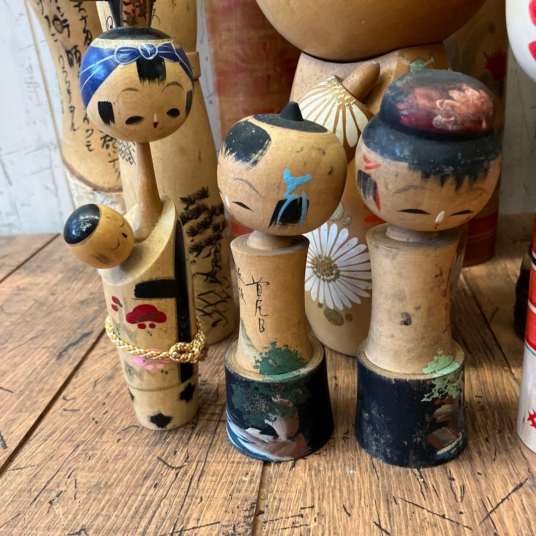 昭和レトロ 木製 こけし 小芥子 置物 飾り 工芸品 民芸品 コレクション 多数