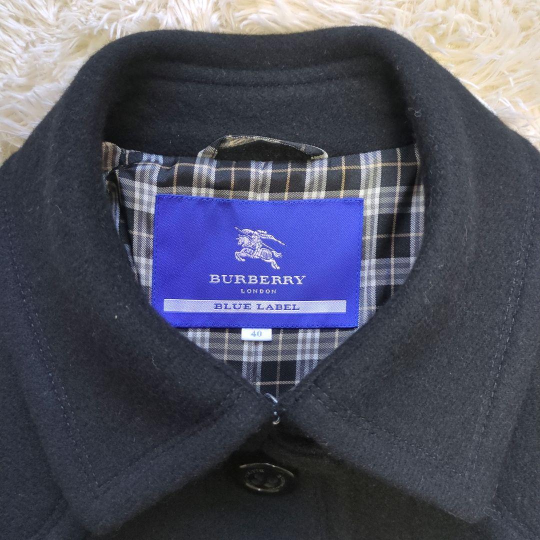 極美品❤バーバリー ブルーレーベル ウールアンゴラコートチェック裏地ブラック