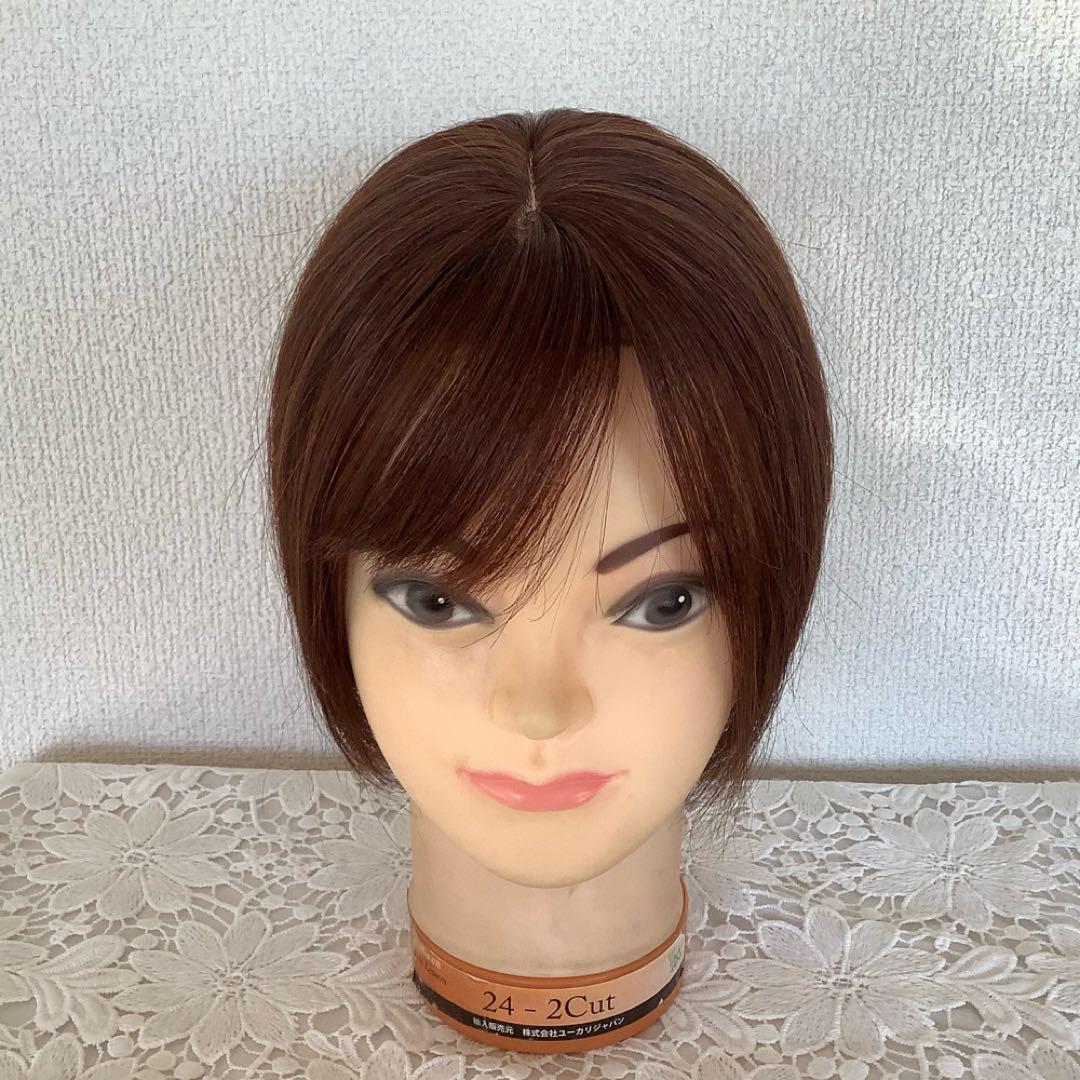 人毛100% 総手植 医療用 部分ウィッグ ヘアピース かつら ブラウン 茶 黒