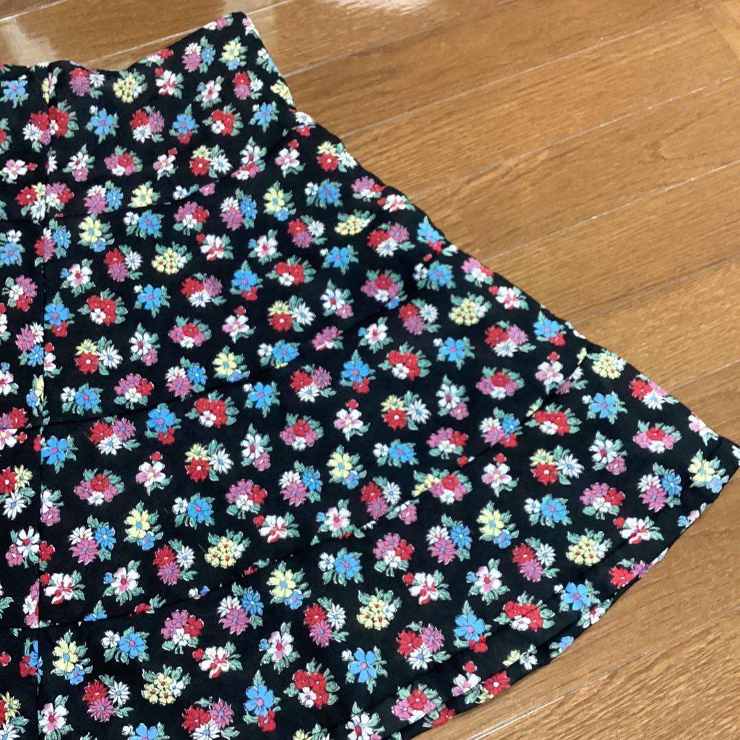 tricot フレアスカート 花柄 黒