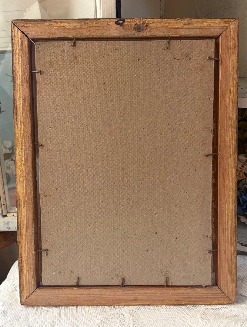 フランスアンティーク ファッションプレート 額 ガラス付き フレーム イラスト