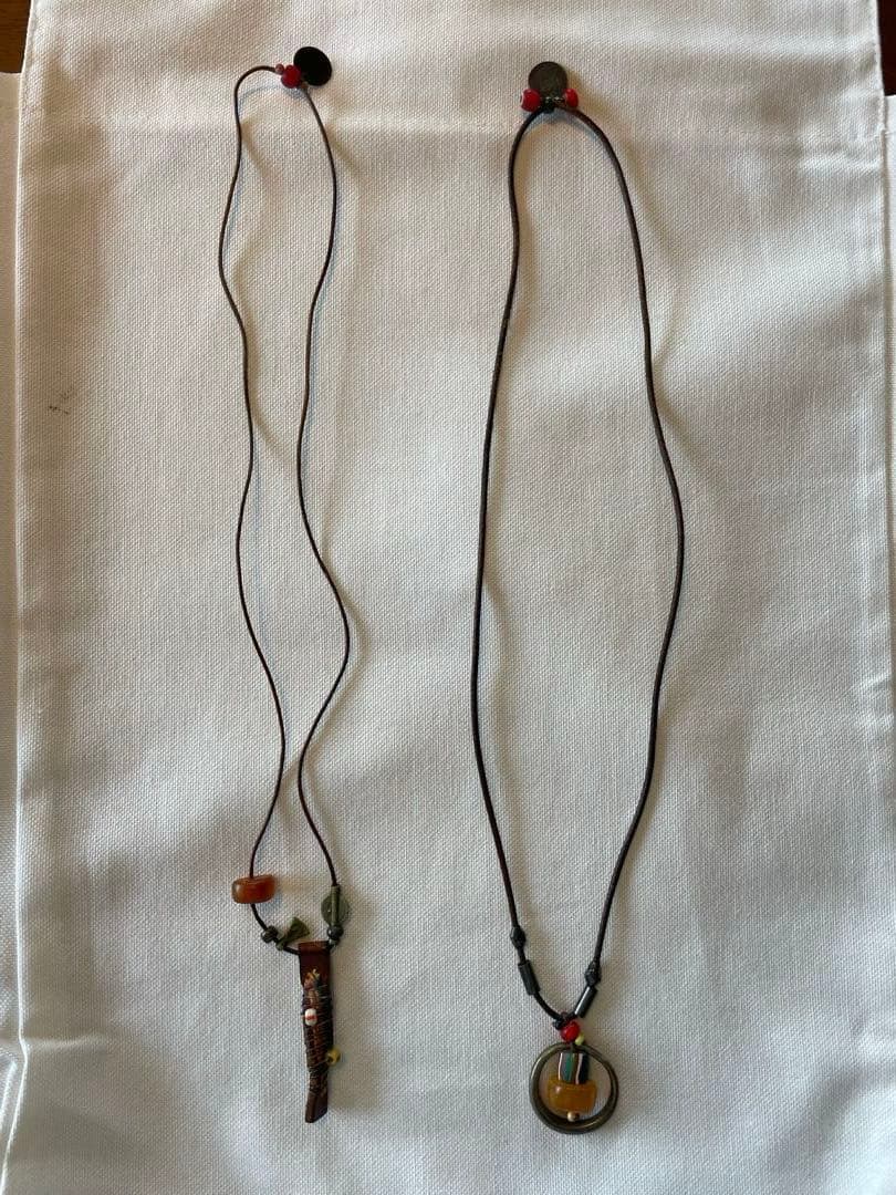 HENRY CUIR アンリークイール　レザー琥珀なネックレス　2本セット