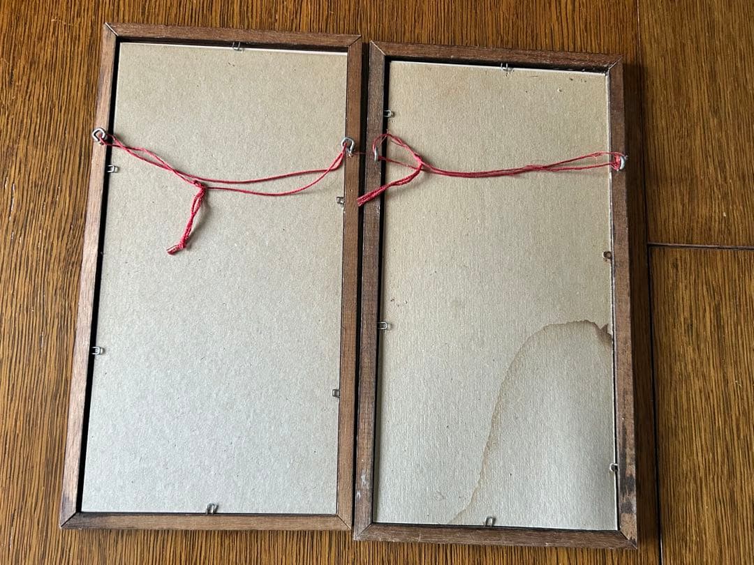 英国　ヴィンテージ 木製フレーム　ウォールミラー　サマー　スプリング　2枚