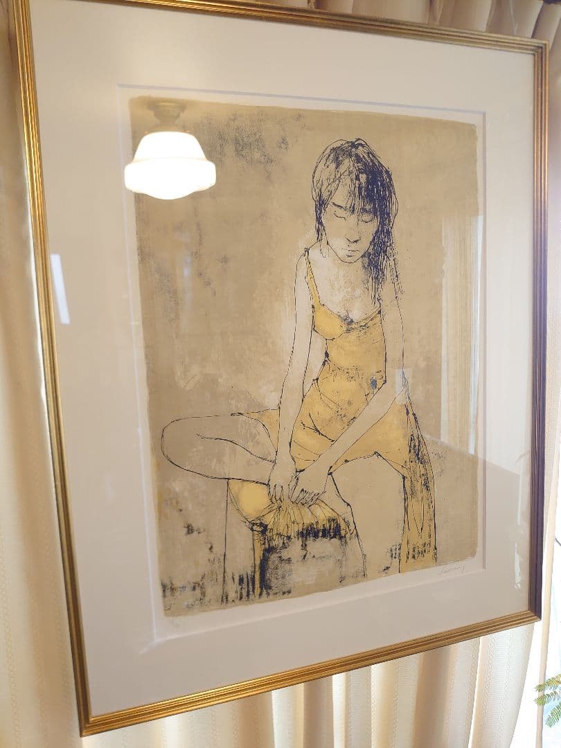 売約済　「ジャン.ジャンセン」黄色い服の女 リトグラフ　ＥD/自筆サインあり