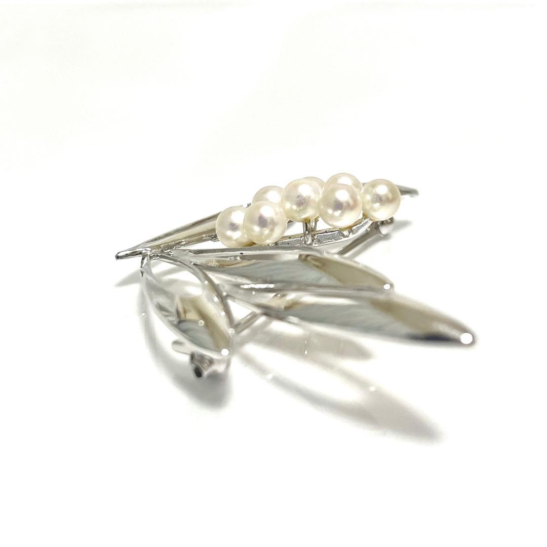 超希少✨皇室御用達 ミキモト アコヤ真珠 ベビーパール ブローチ リーフ