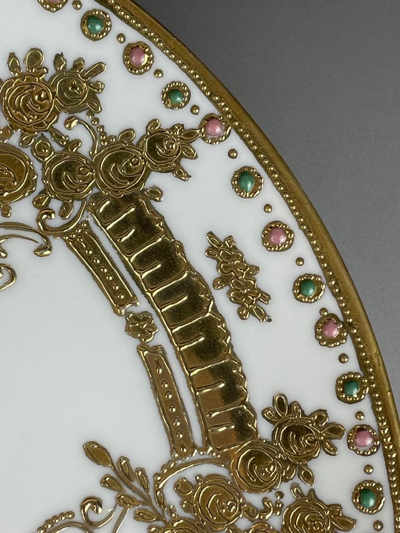 オールドノリタケ ２４．１cm ジュエル エナメル 金盛り プレート 皿