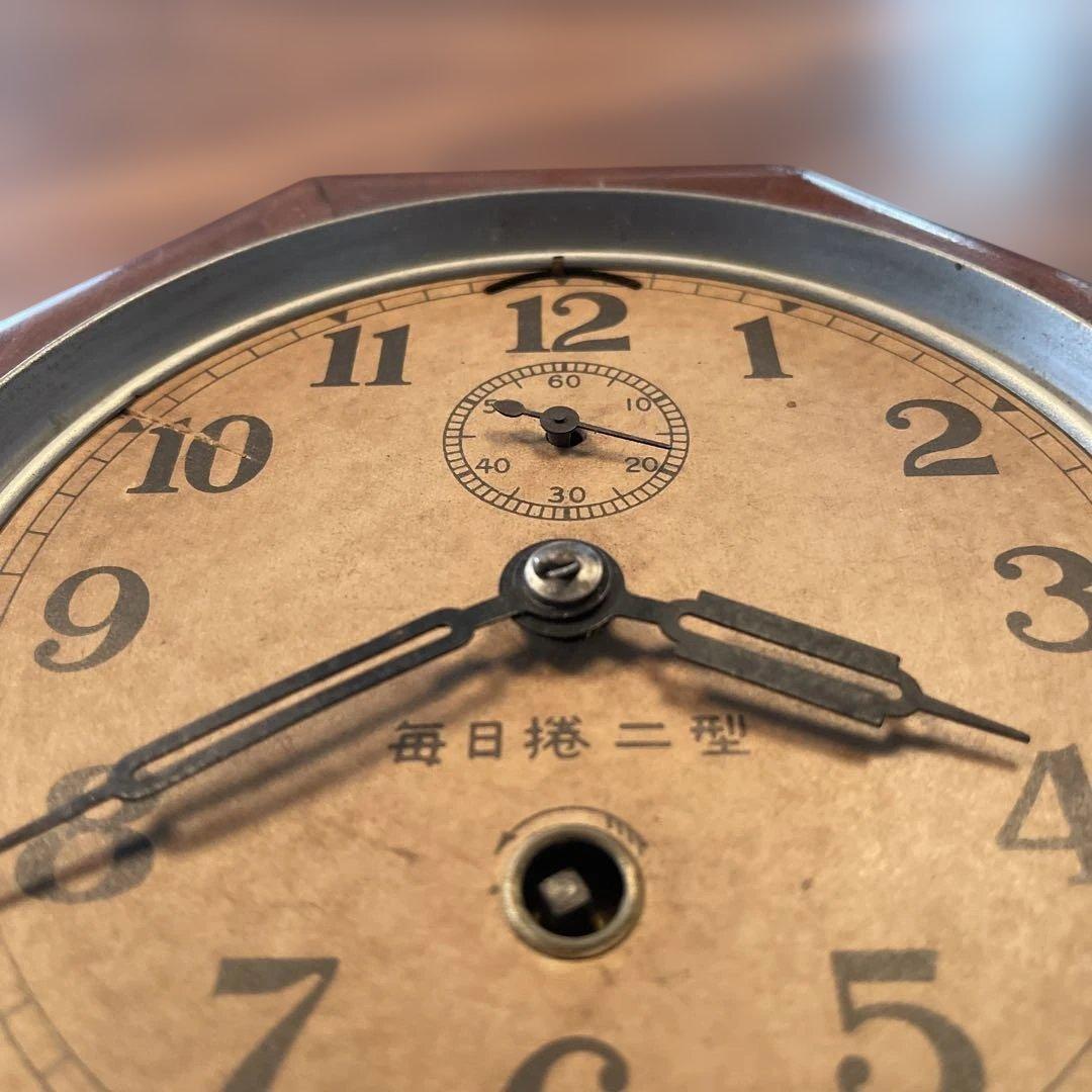 アンティーク古時計 八角形 木製掛時計