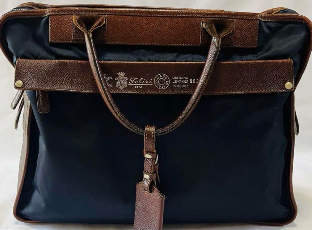 極美品 フェリージ ビジネスバッグ 高級本革レザー 濃茶 ブリーフケース