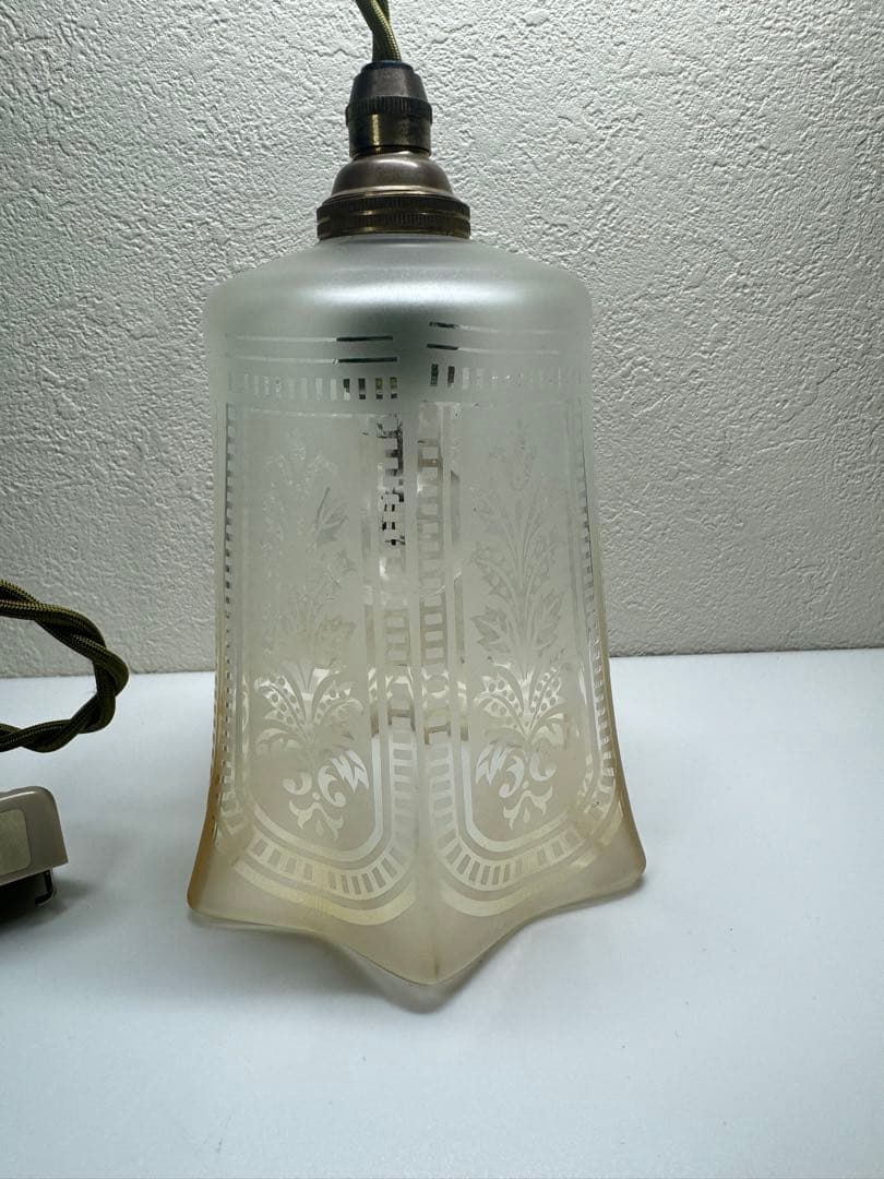 レトロ ガラス ペンダントライト 吊り下げTOSHIBA製