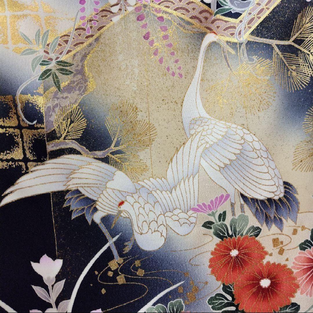 最終価格☆振袖フルセット(6点)・古典柄・金彩加工・舞鶴・胴裏正絹・正絹