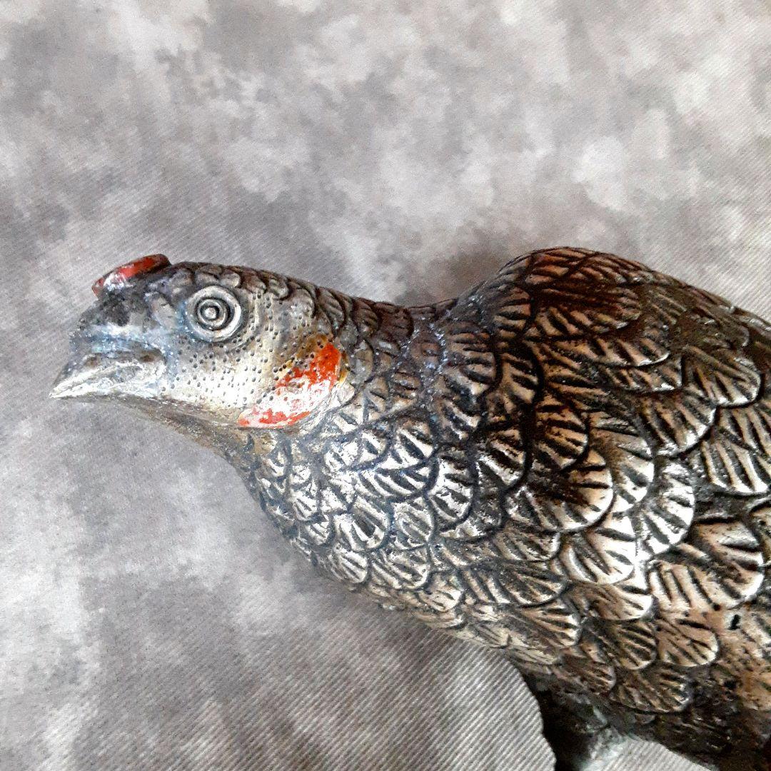 鶏　置物　ペア　金属工芸　高田銅器 S