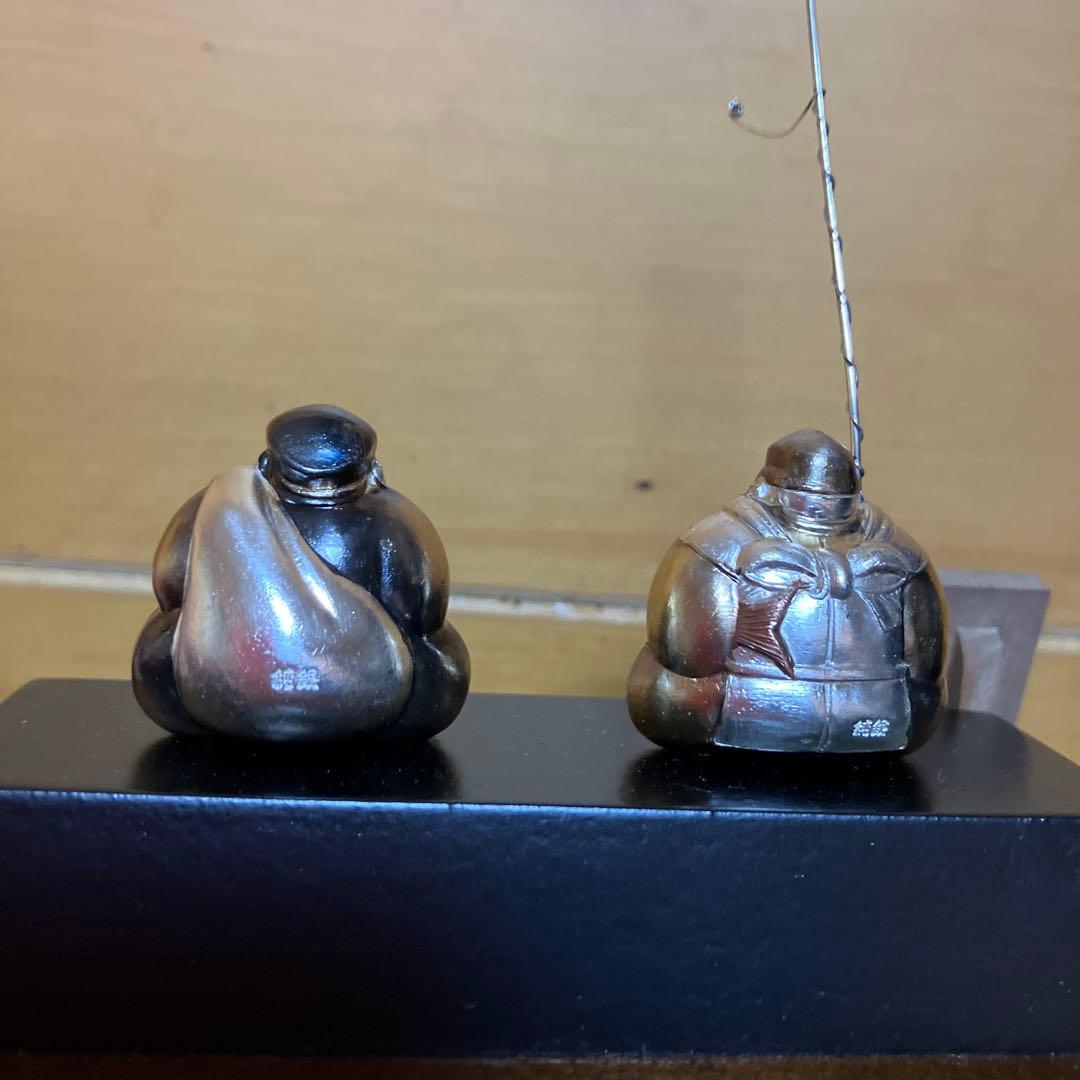 武比古作　純銀　恵比寿天　大黒天 宝船　置物　飾り物　縁起物　刻印有り