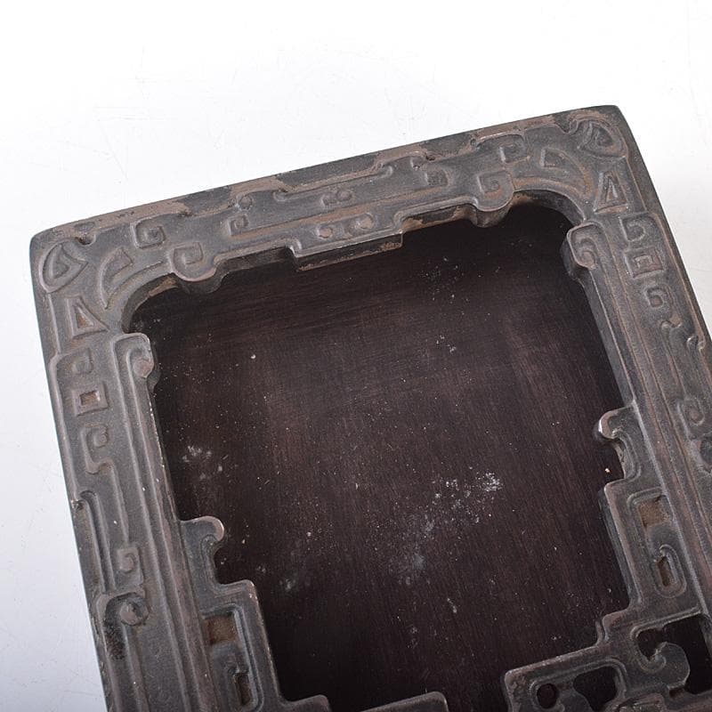 中国　細密彫刻　書道具　端渓硯　装飾端渓雕盒　M　7758E