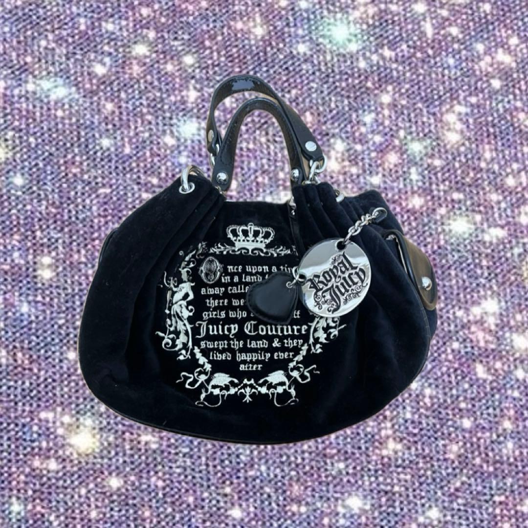 Juicy Couture 黒 ベロアハンドバッグ　y2k グランジ平成ギャル