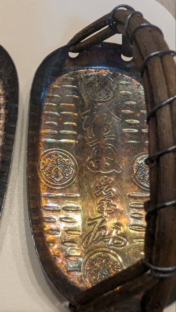 純銀　小判型　楊枝入　SILVER　桐箱　大丸　賞桮受領　骨董