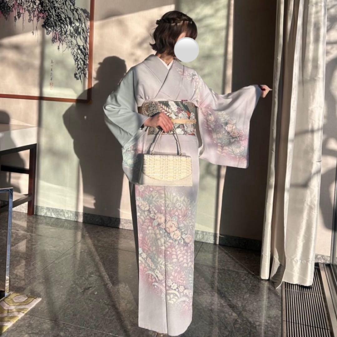 訪問着３点辻が花　卒業式　入学式　お宮参り【訪問着、袋帯、帯締め】