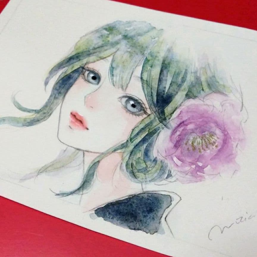 専用　絵画　原画　肉筆　水彩画　手描きイラスト　和装