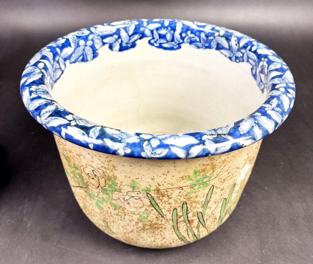 江戸時代 古染付鉢 呉須 青花 焼物 入手困難 骨董 日本古玩 WWTT215