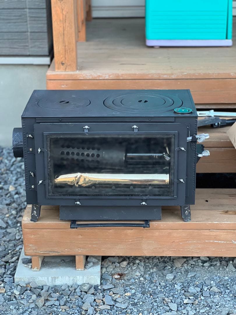 【手渡し】ロマンチカル薪ストーブ煙突横出し　ピザ釜つき