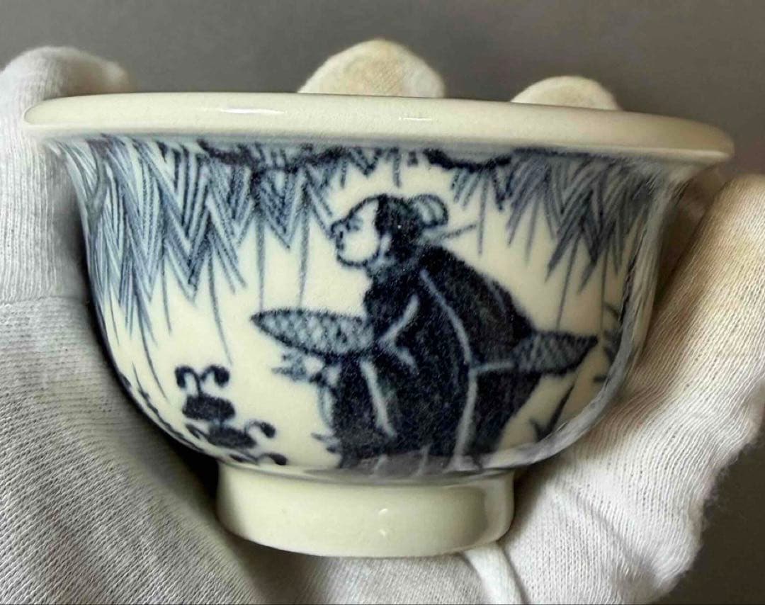 中国 染付人物碗　f2260127