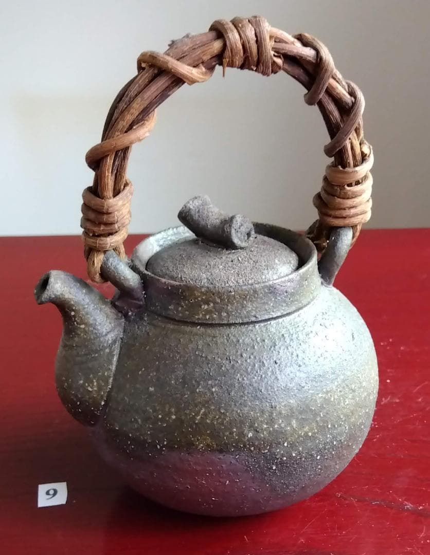 越前焼名工　村島　順　【鮎陶房】急須代表的作家逸品自然灰釉究極美蔓手持ち急須酒器