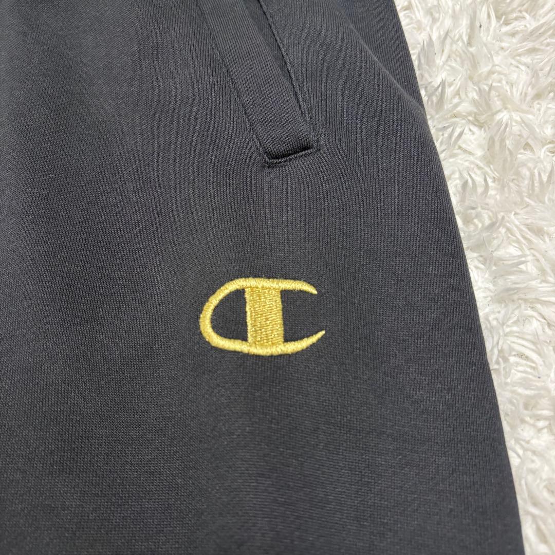 【希少】チャンピオン パーカーセットアップ　デカロゴ　XL 黒金 y2k 00'