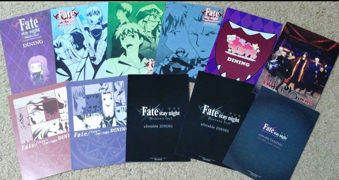 Fate/stay night　メニュー表　ポストカード　イラストカード　11種
