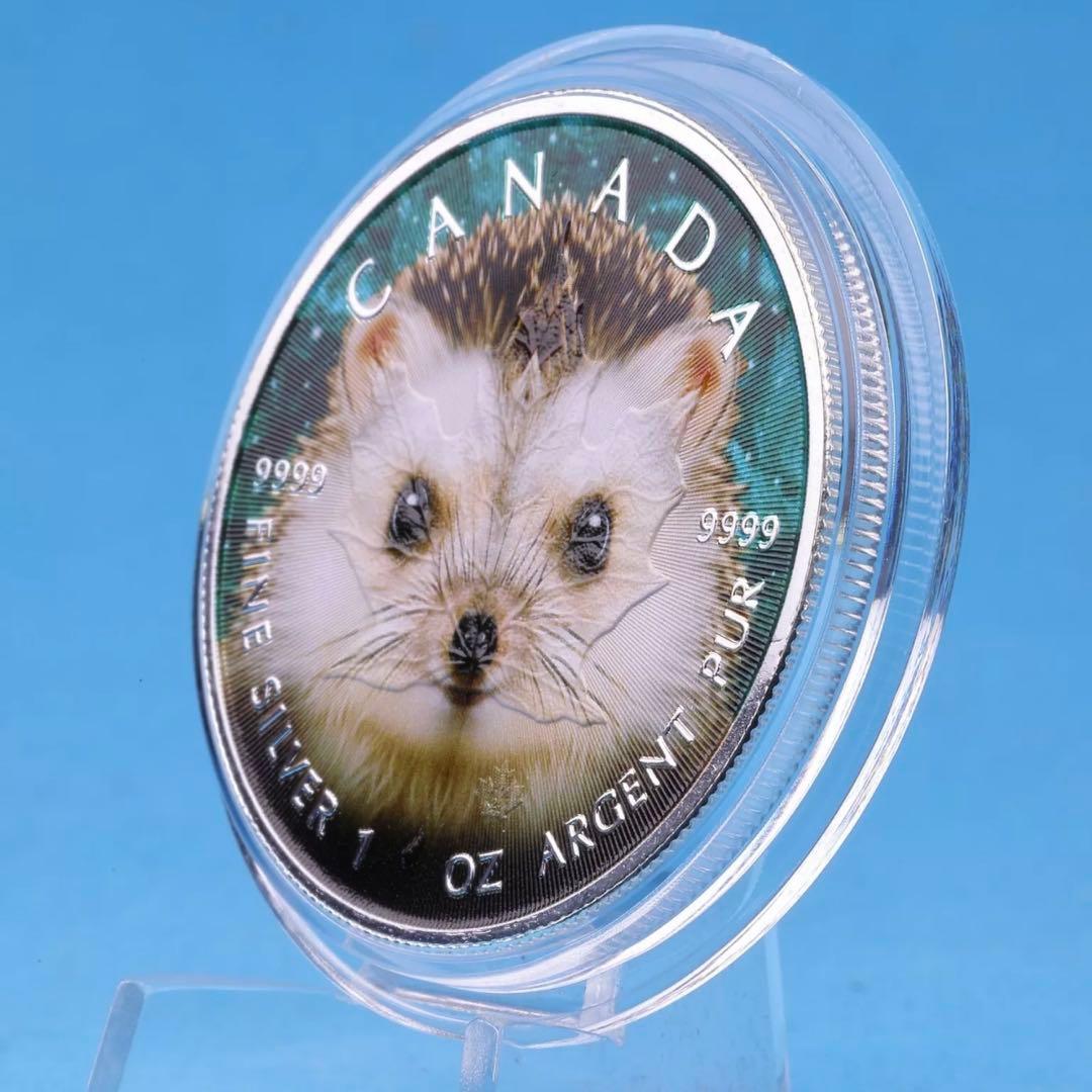 世界100枚限定！ カナダ メイプルリーフ 銀貨 カラー ハリネズミ 1オンス
