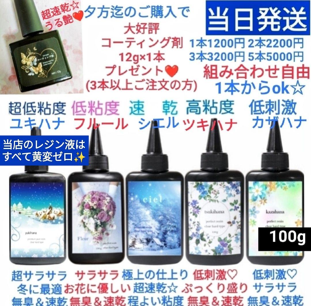 専用レジン液 シエル6本、ツキハナ2本、ソフト2本、コーティング剤つき✩.*˚