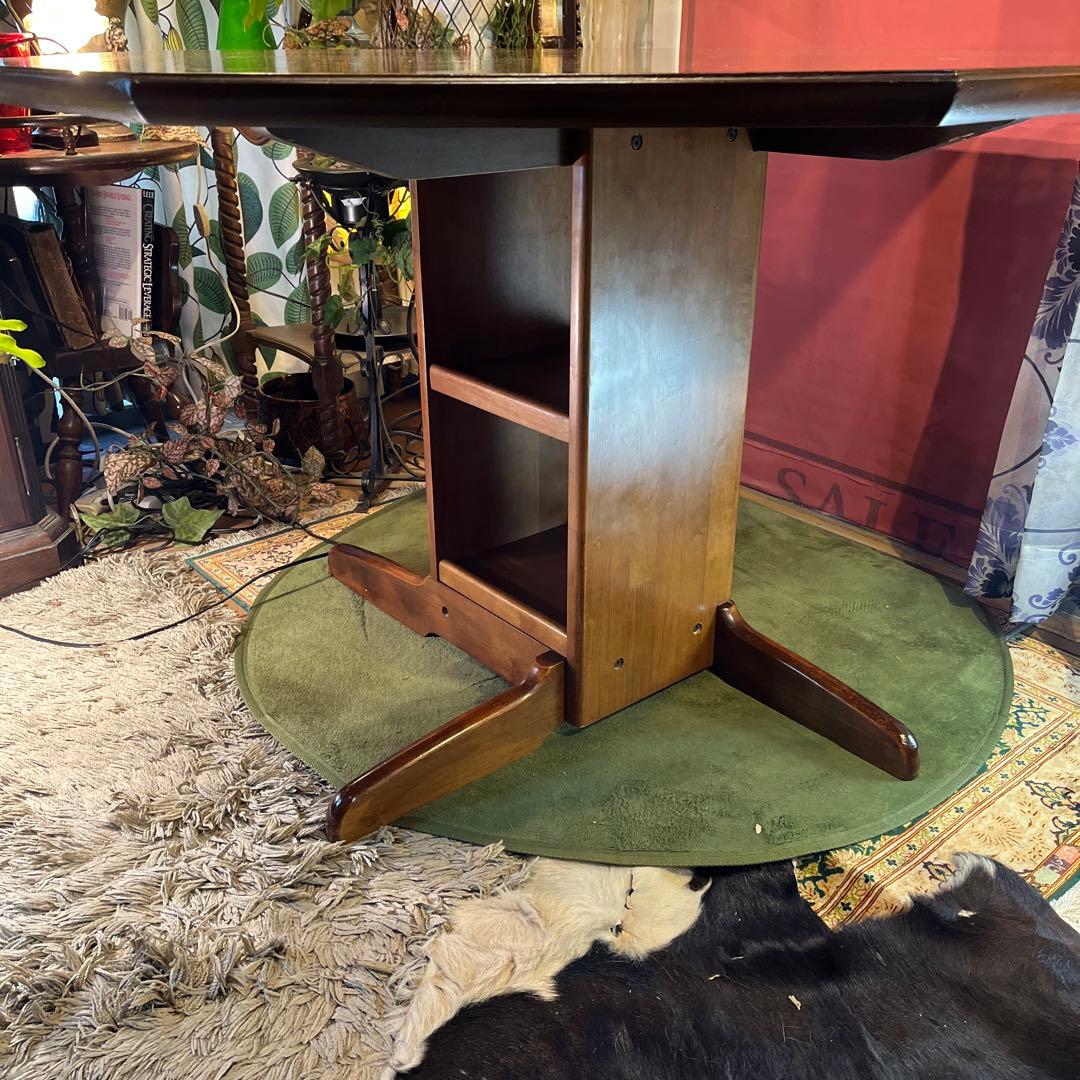 Sale ヴィンテージ オーク　８角　収納付き　ラウンドテーブル