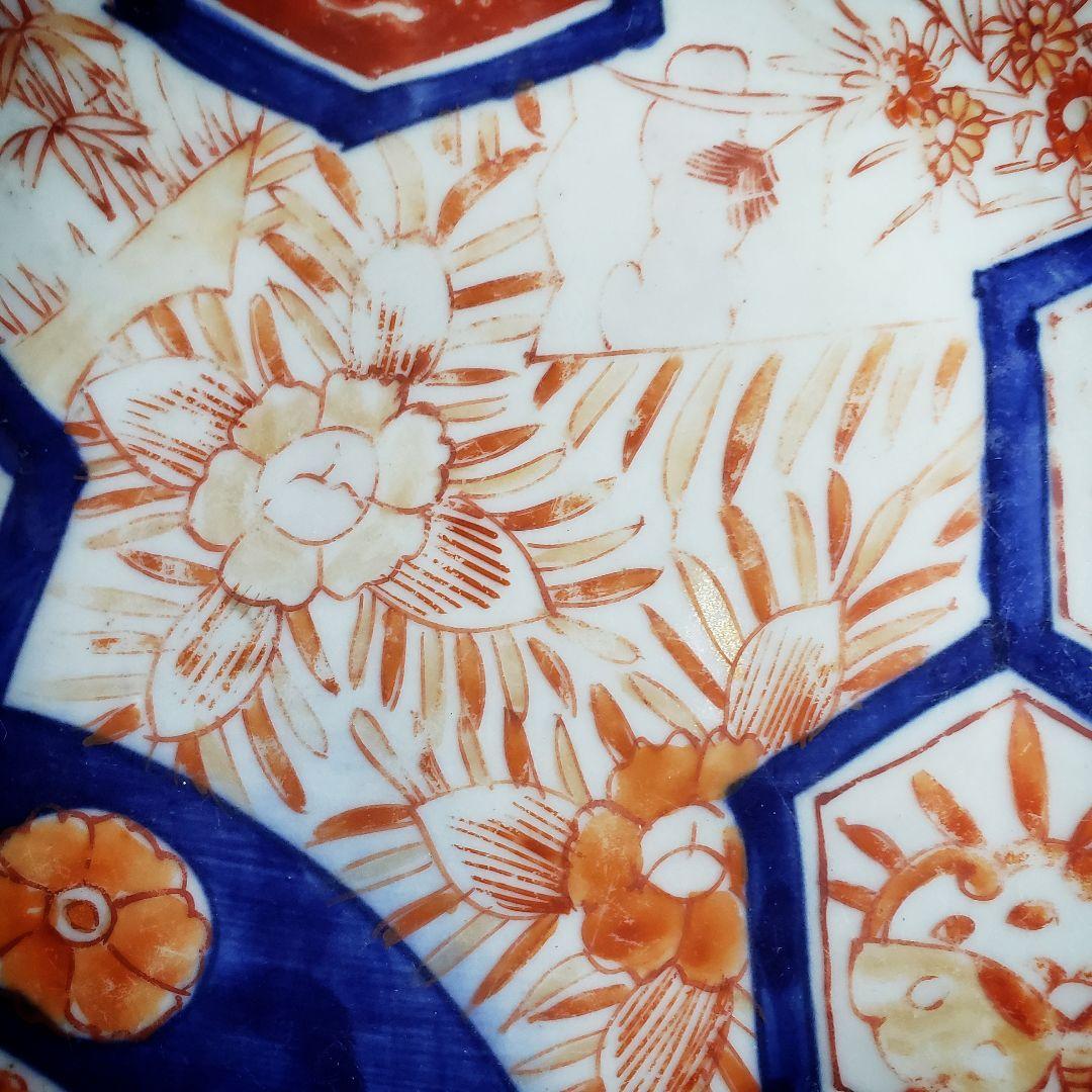 古伊万里　染付　赤絵　変形皿　貝型　蝙蝠　蝶　唐草　明治　訳あり