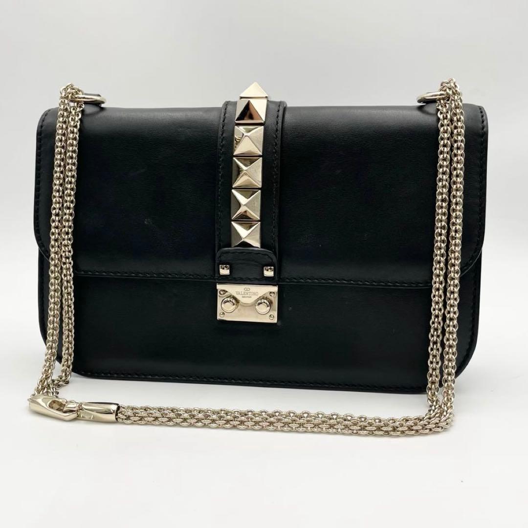 美品✨ヴァレンティノ　ロックスタッズ　チェーンショルダー　ブラック
