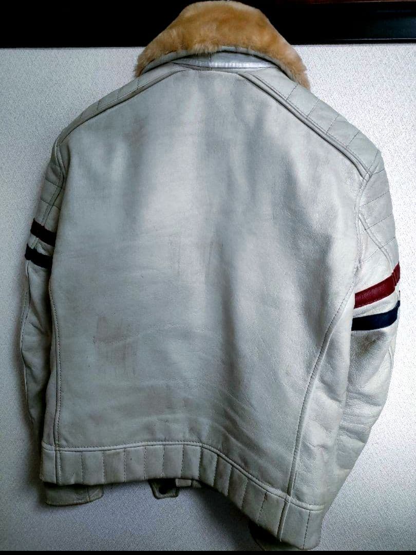 現行タグ　良品　Schott ホワイト ダブルライダースジャケット　ユーズド加工