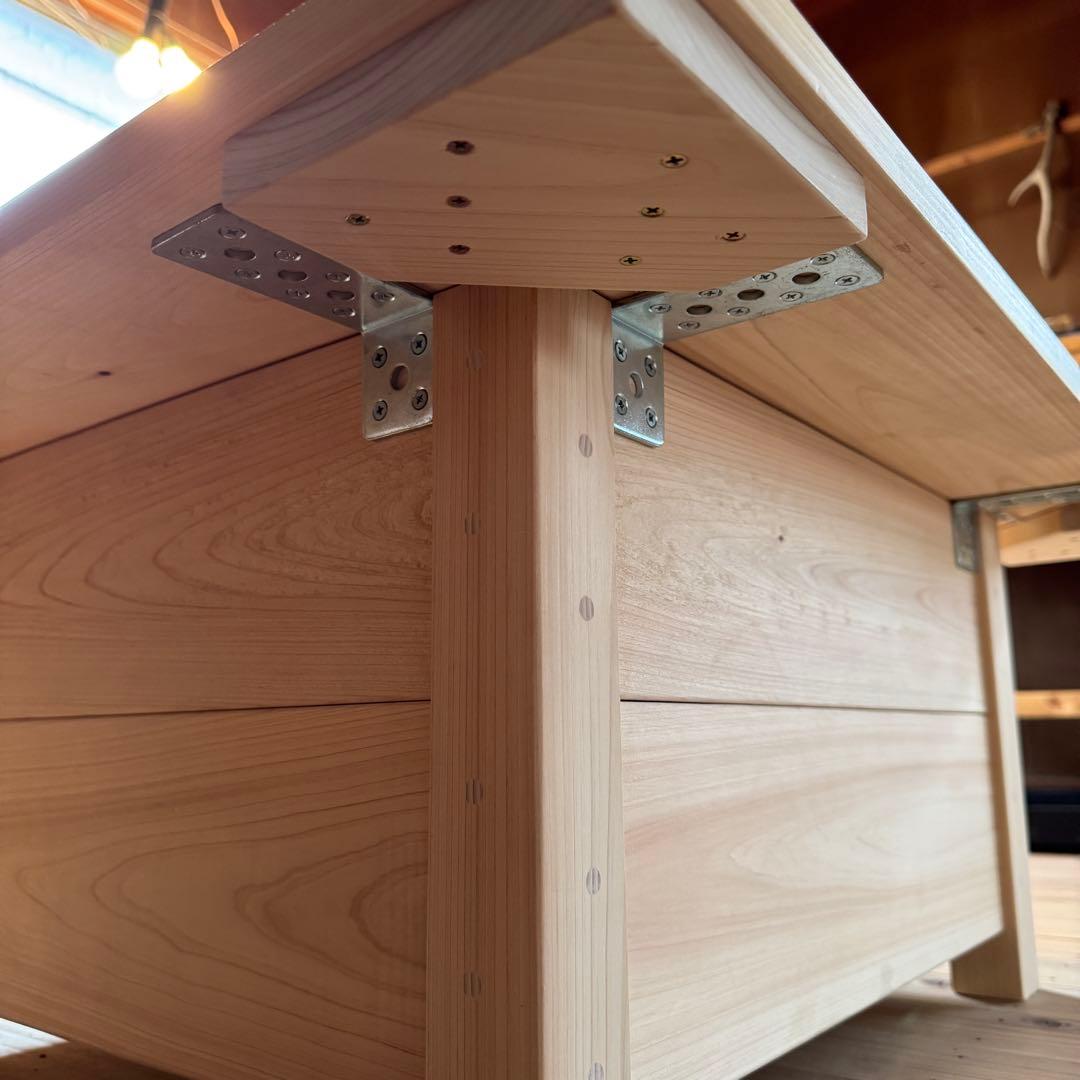 総檜 テーブル火鉢 手作り 蓋付き