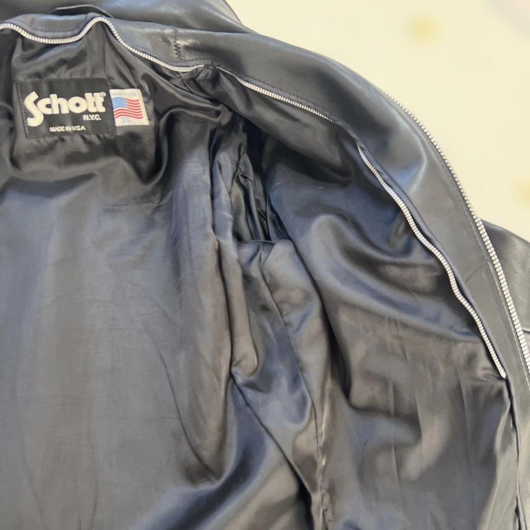 【ゆう】Schott 642 ブラックレザー シングルライダース 36