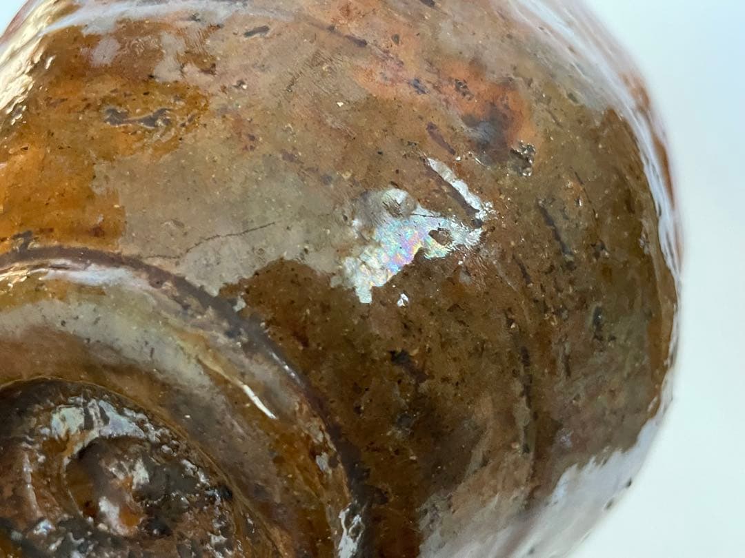 茶道具　骨董　大樋焼　飴釉　手捻り　茶碗　抹茶碗　共箱