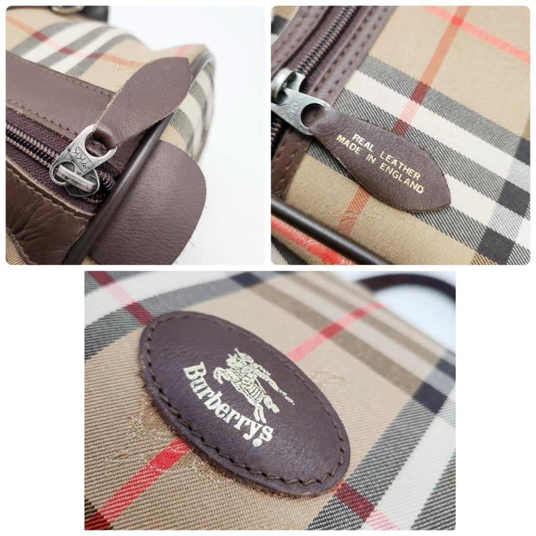 バーバリー ボストンバッグ ノバチェック ハンドバッグ ロゴ ヴィンテージ