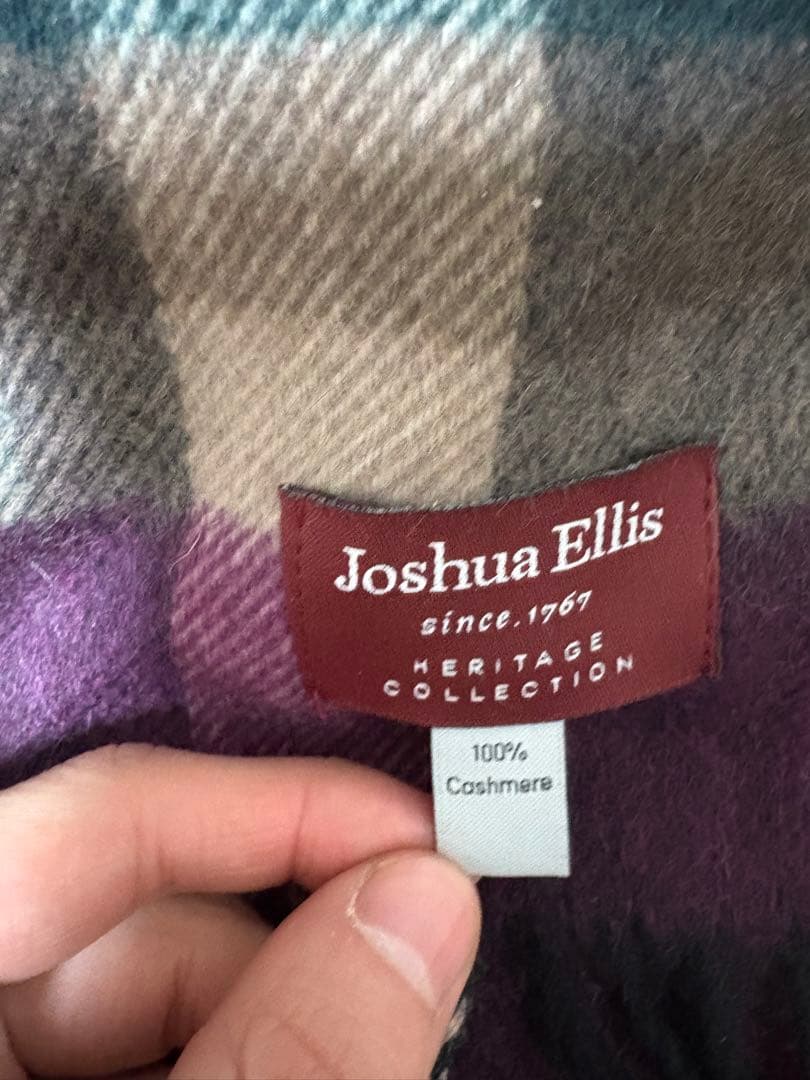 Joshua Ellis 100%カシミヤ マフラー チェック柄