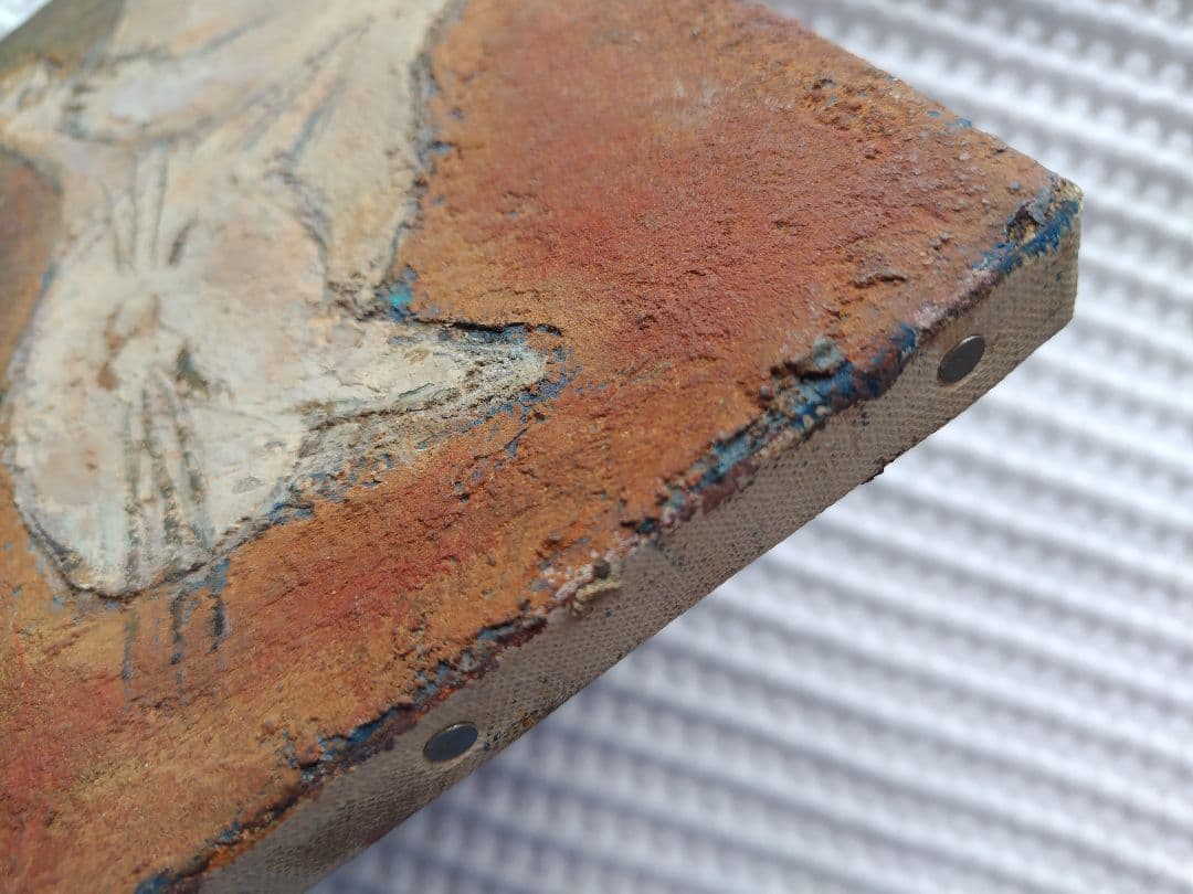 猫の油彩画　長島伸夫さん作「ひといき」