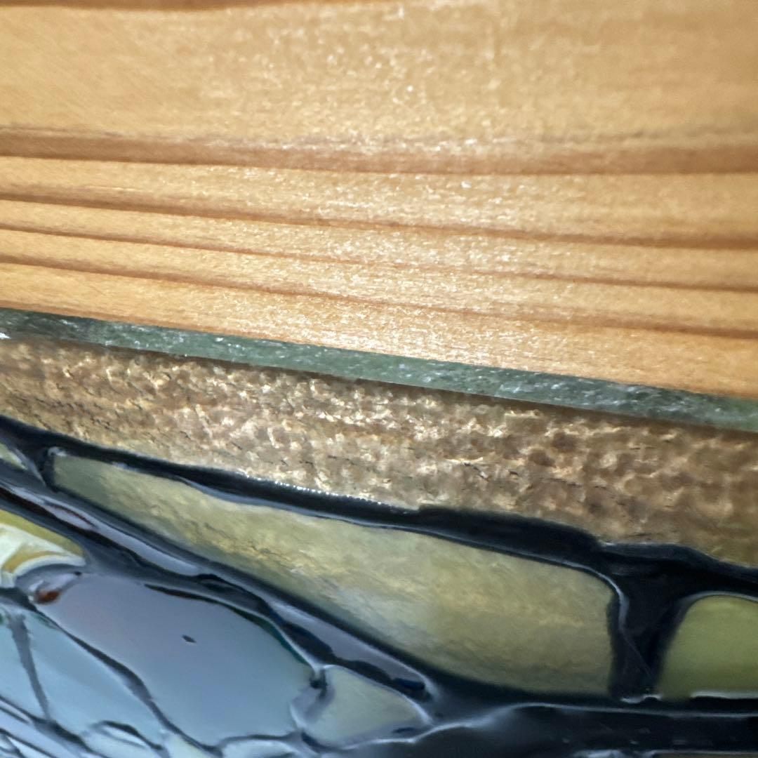 アンティーク　ステンドグラス？パネル　一枚板ガラス